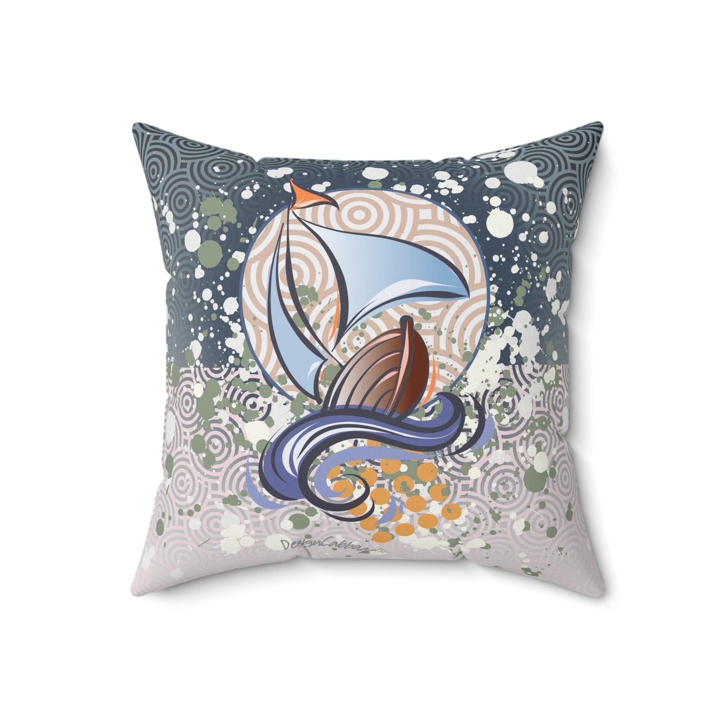 Sailboat Nautical Graphic Throw Pillow - BoatBird™ Collection