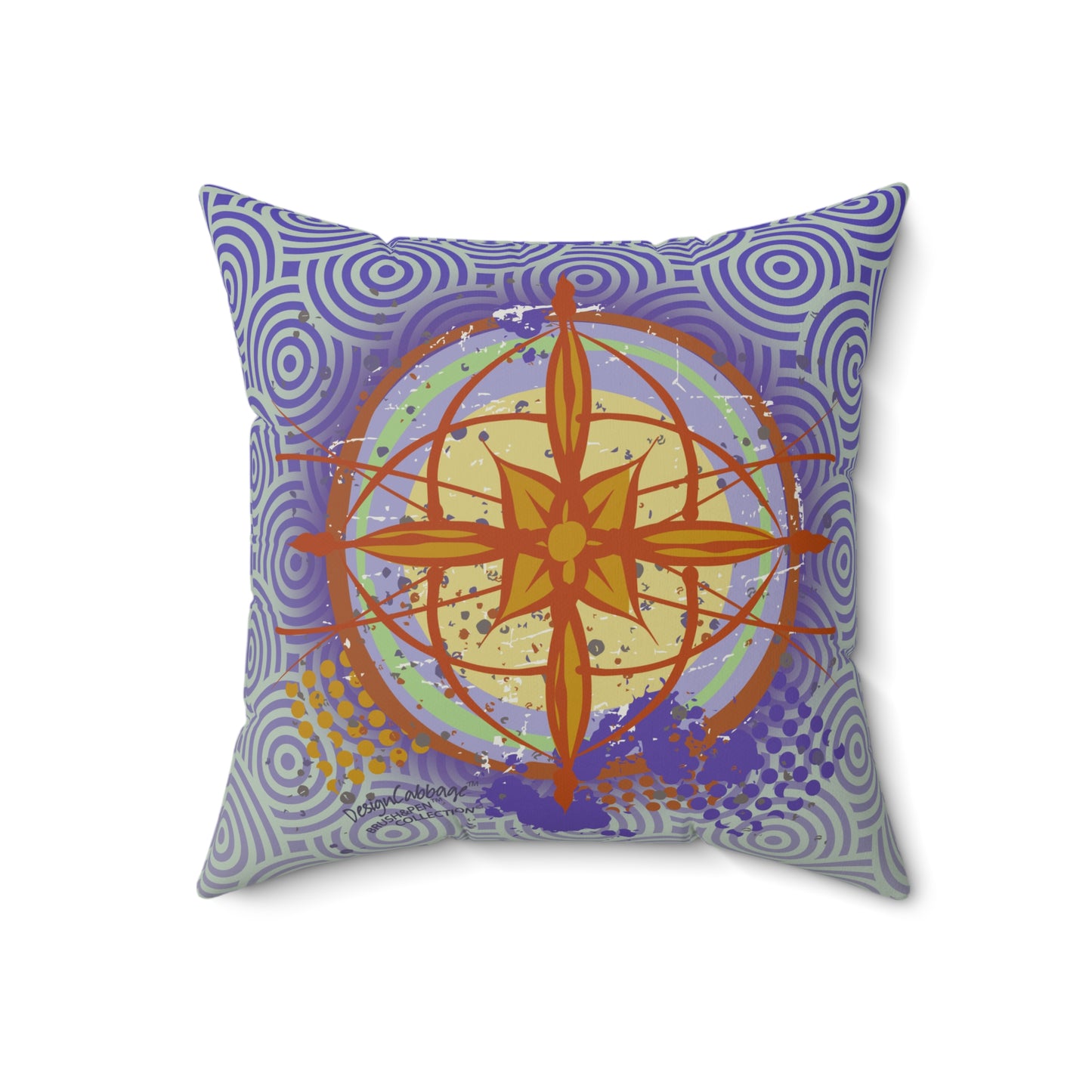 Earth Compass Graphic Throw Pillow - Brush&Pen™ Collection