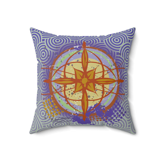 Earth Compass Graphic Throw Pillow - Brush&Pen™ Collection