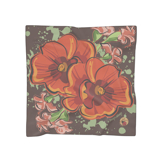 Garden Poppy Flower Graphic Scarf - GardenPress® Collection