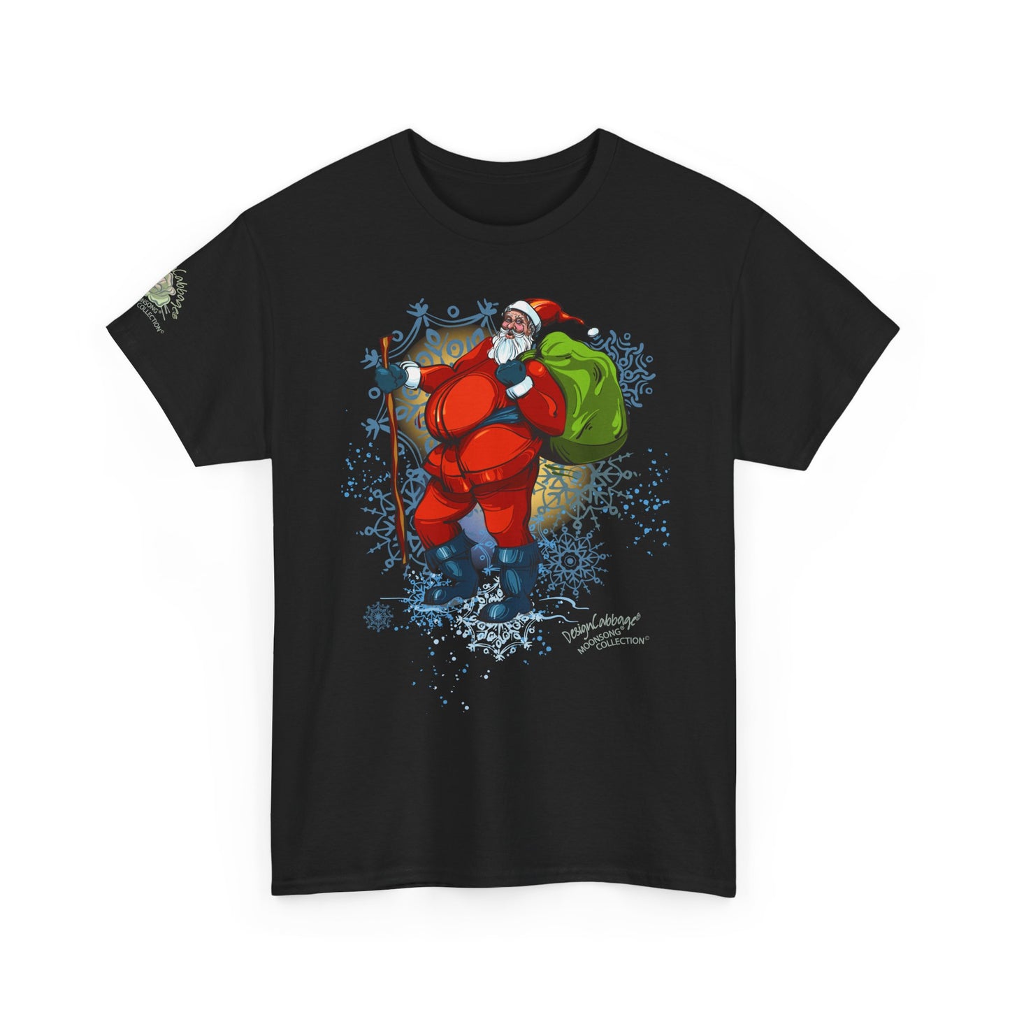 Vintage Hiking Santa Graphic T-Shirt - MoonSong® Holiday Collection - Unisex-Fit Tee