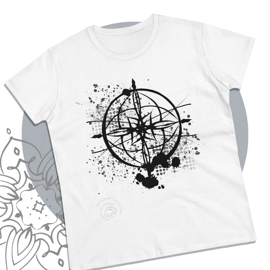 Earth Compass Graphic T-Shirt - VintageInk® Collection - Women's Tee