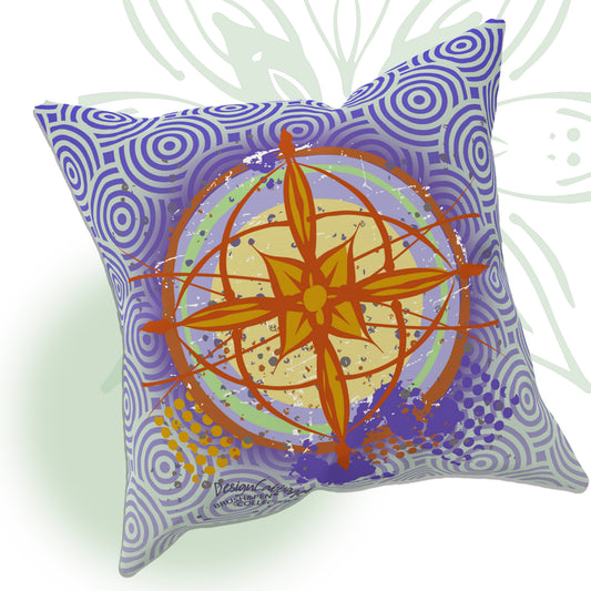 Earth Compass Graphic Throw Pillow - Brush&Pen® Collection
