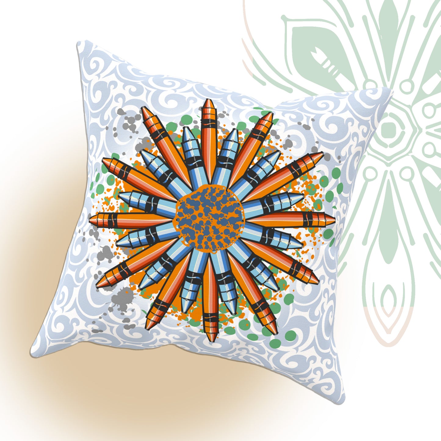 Crayon Mandala Graphic Throw Pillow - Brush&Pen® Collection