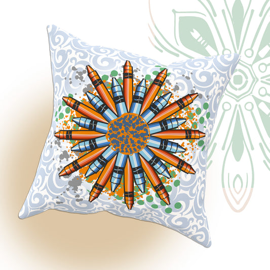 Crayon Mandala Graphic Throw Pillow - Brush&Pen® Collection
