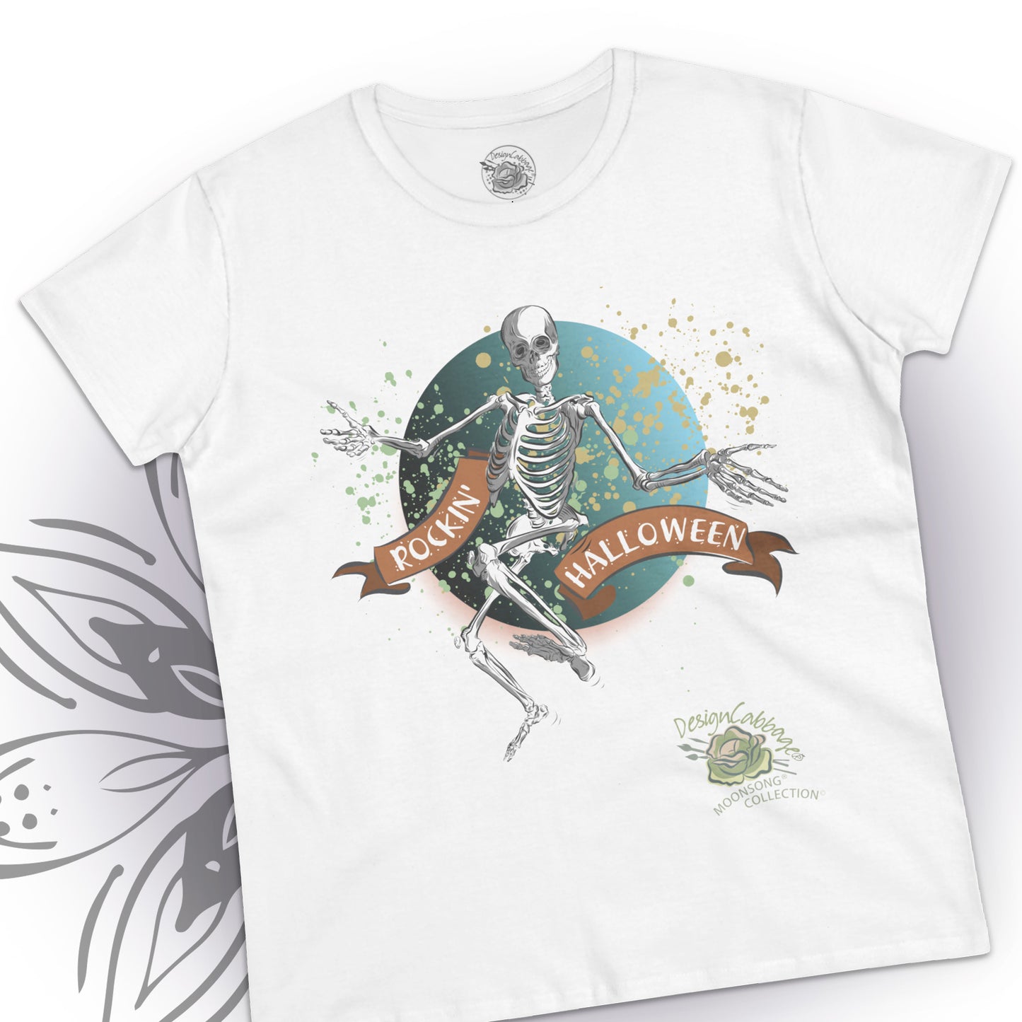 Rockin' Halloween Dancing Skeleton Graphic T-Shirt - MoonSong Collection - Women's Tee