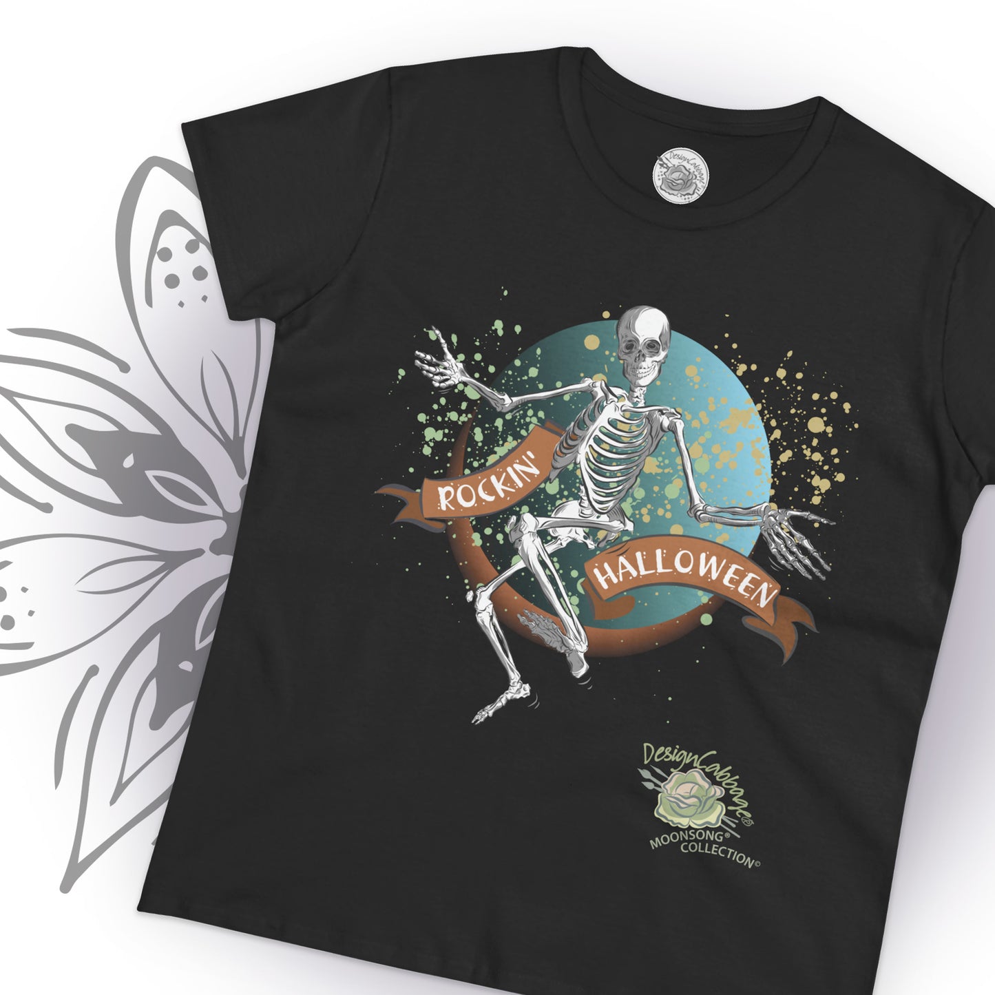 Rockin' Halloween Dancing Skeleton Graphic T-Shirt - MoonSong Collection - Women's Tee