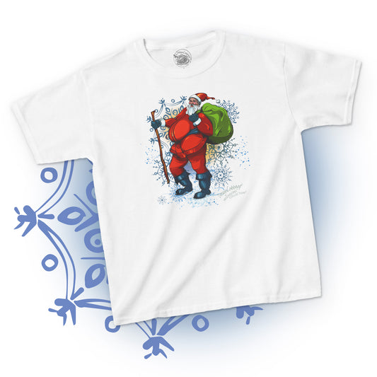 Vintage Hiking Santa Graphic T-Shirt - MoonSong® Collection - Kid's Tee