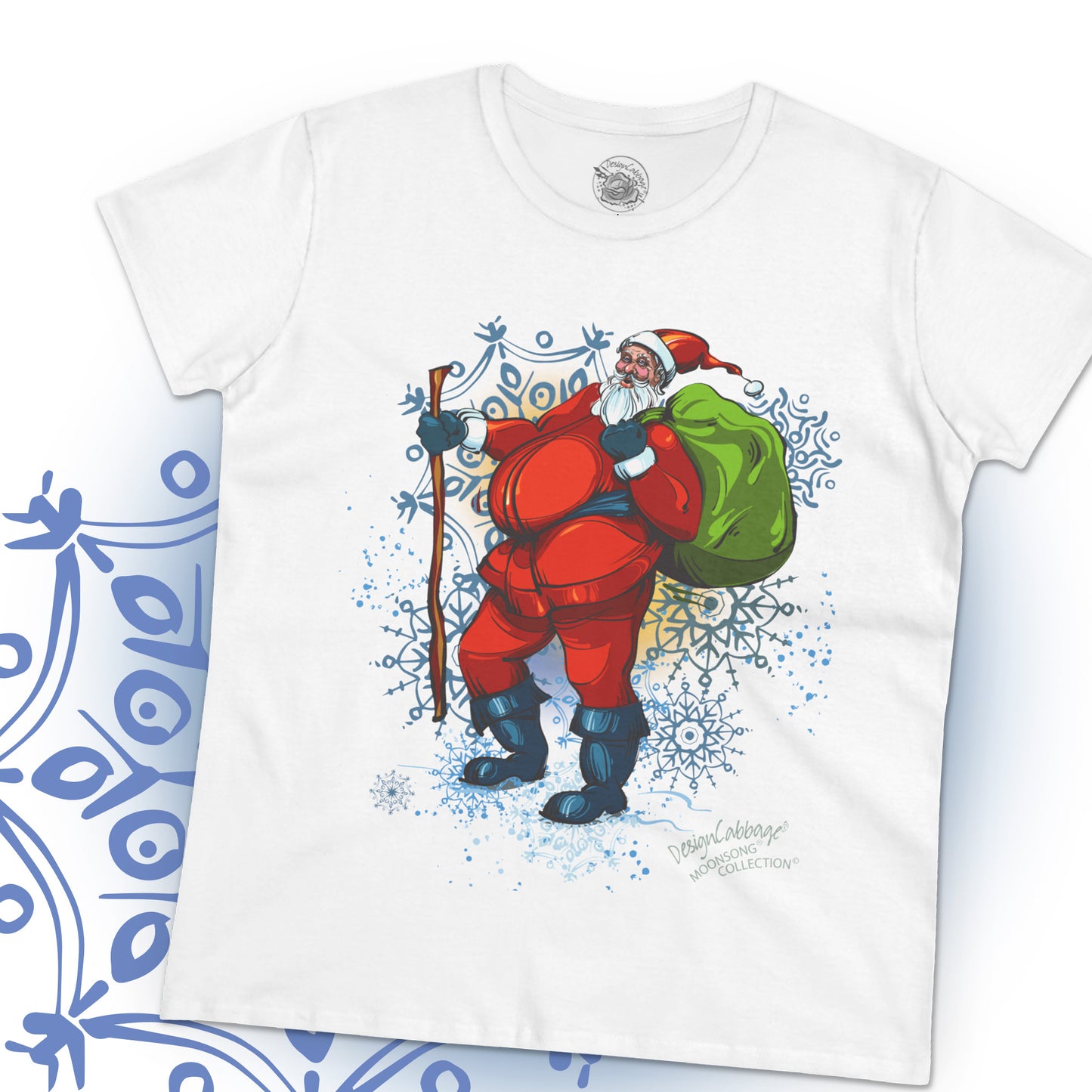 Vintage Hiking Santa Graphic T-Shirt - MoonSong® Collection - Women's Tee