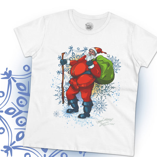 Vintage Hiking Santa Graphic T-Shirt - MoonSong® Collection - Women's Tee