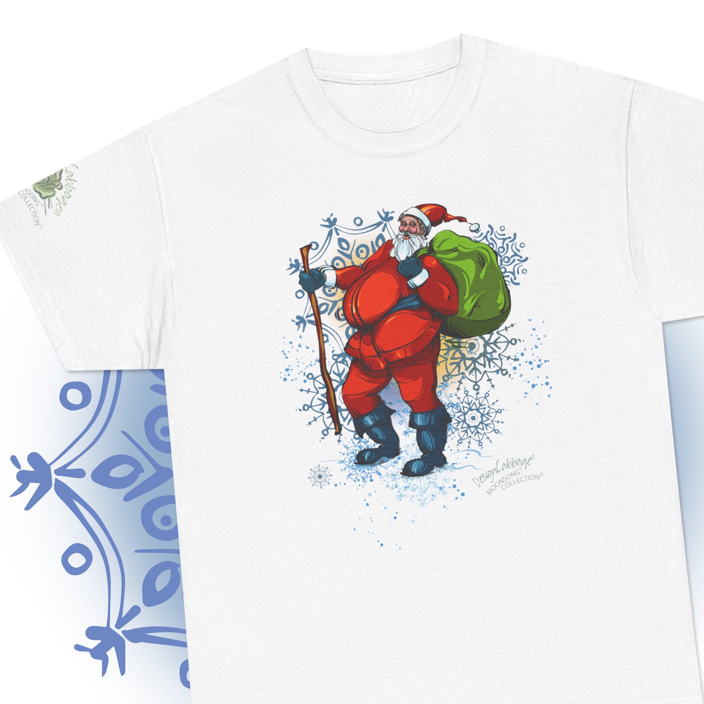 Vintage Hiking Santa Graphic T-Shirt - MoonSong® Collection - Unisex-Fit Tee