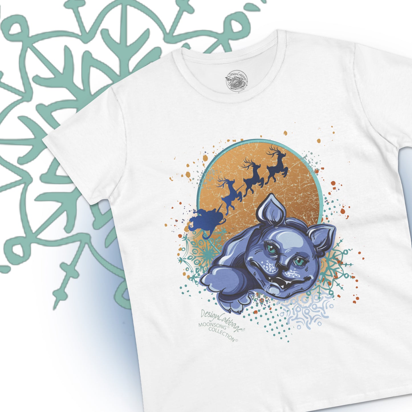 Sarcastic Christmas Santa Cat Graphic T-Shirt - MoonSong® Collection - Women's Tee