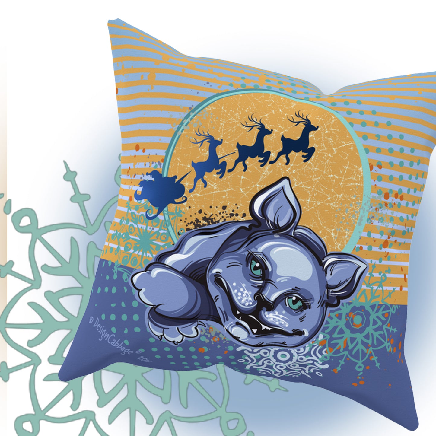 Christmas Santa Cat Graphic Throw Pillow - MoonSong® Collection