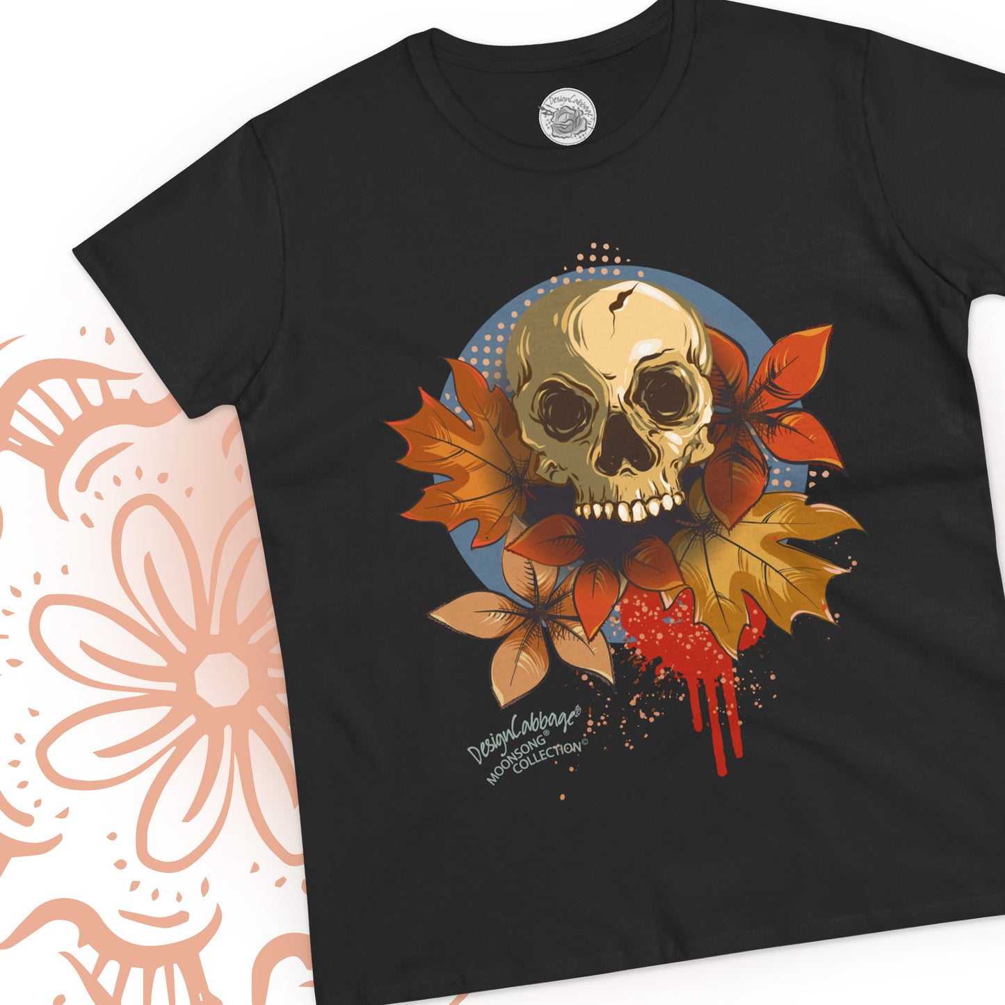 Halloween and Fall Scary Skull Graphic T-Shirt - MoonSong® Collection - Women's Tee