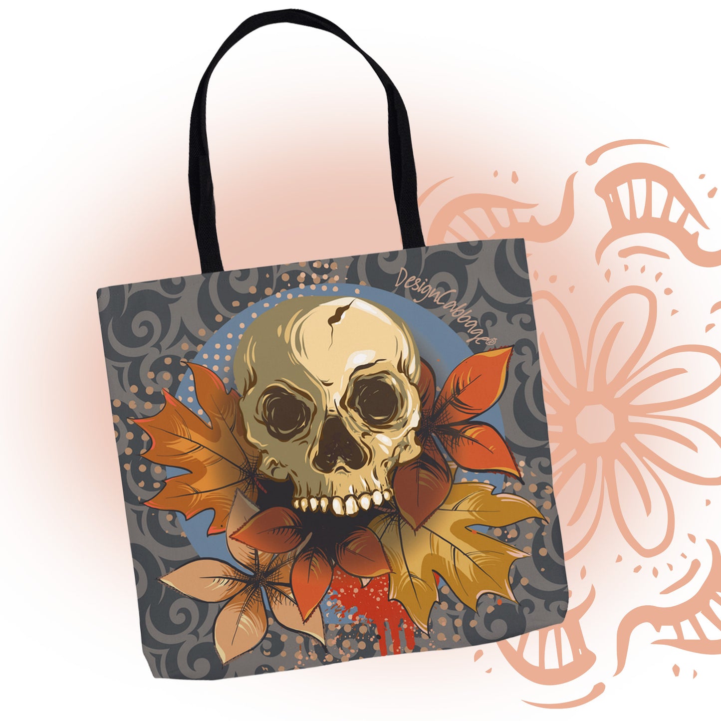 Halloween and Fall Scary Skull Graphic Tote Bag - MoonSong® Collection
