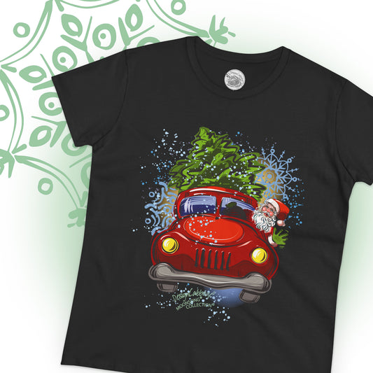 Festive Santa Truck Graphic T-Shirt - MoonSong® Collection - Women's Tee