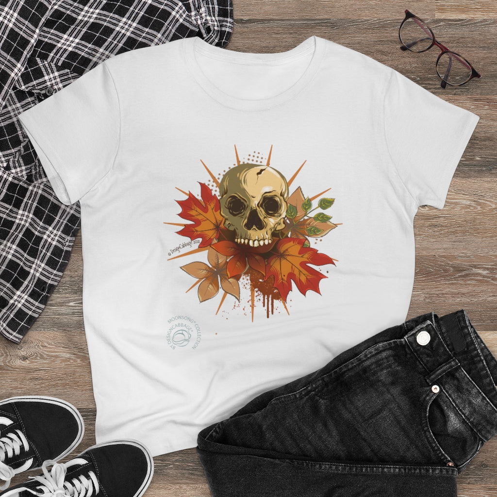 Halloween and Fall Scary Skull Graphic T-Shirt - Women's Tee - MoonSong® Collection