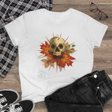 Halloween and Fall Scary Skull Graphic T-Shirt - Women's Tee