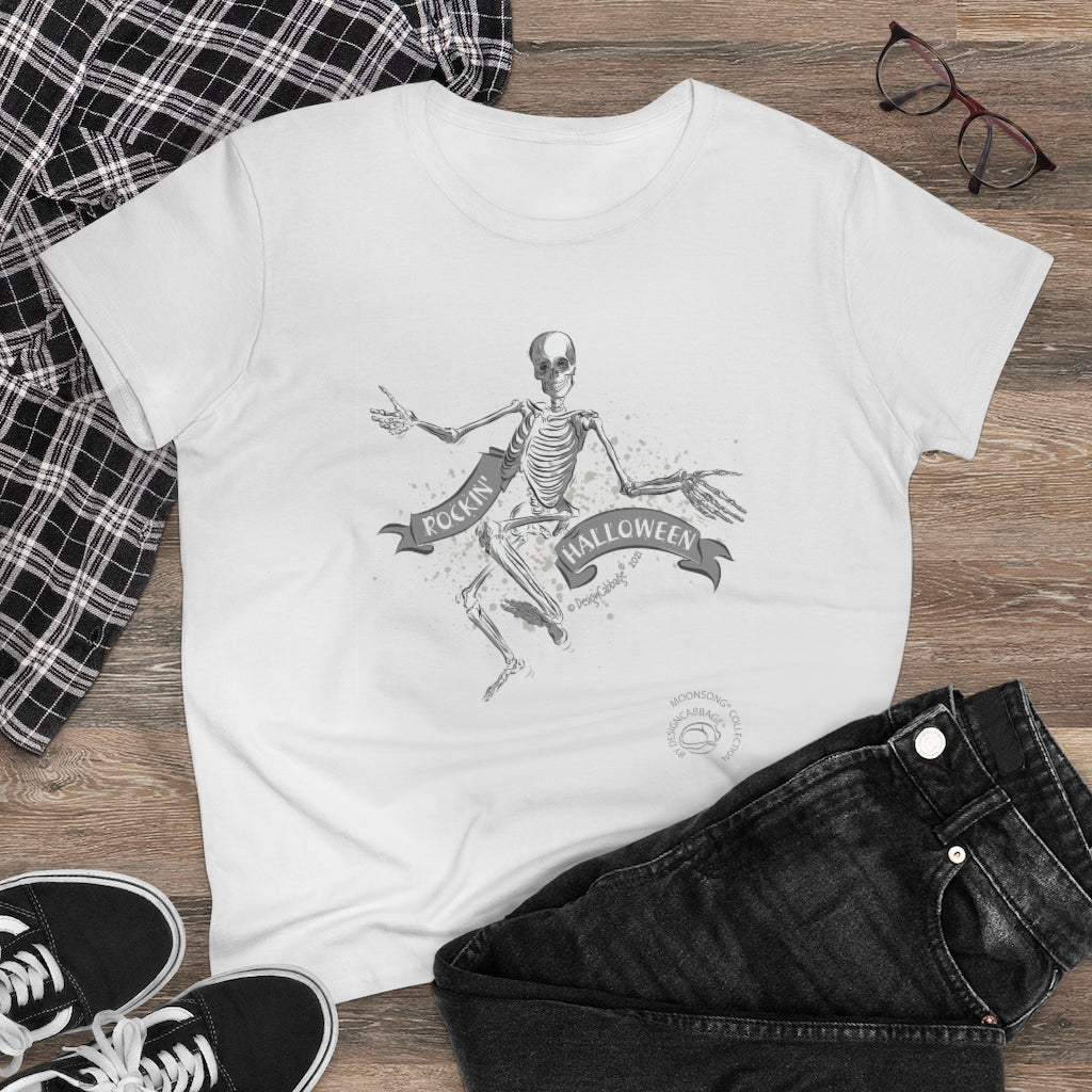Rockin' Halloween Dancing Skeleton Graphic T-Shirt - MoonSong® Collection - Women's Tee
