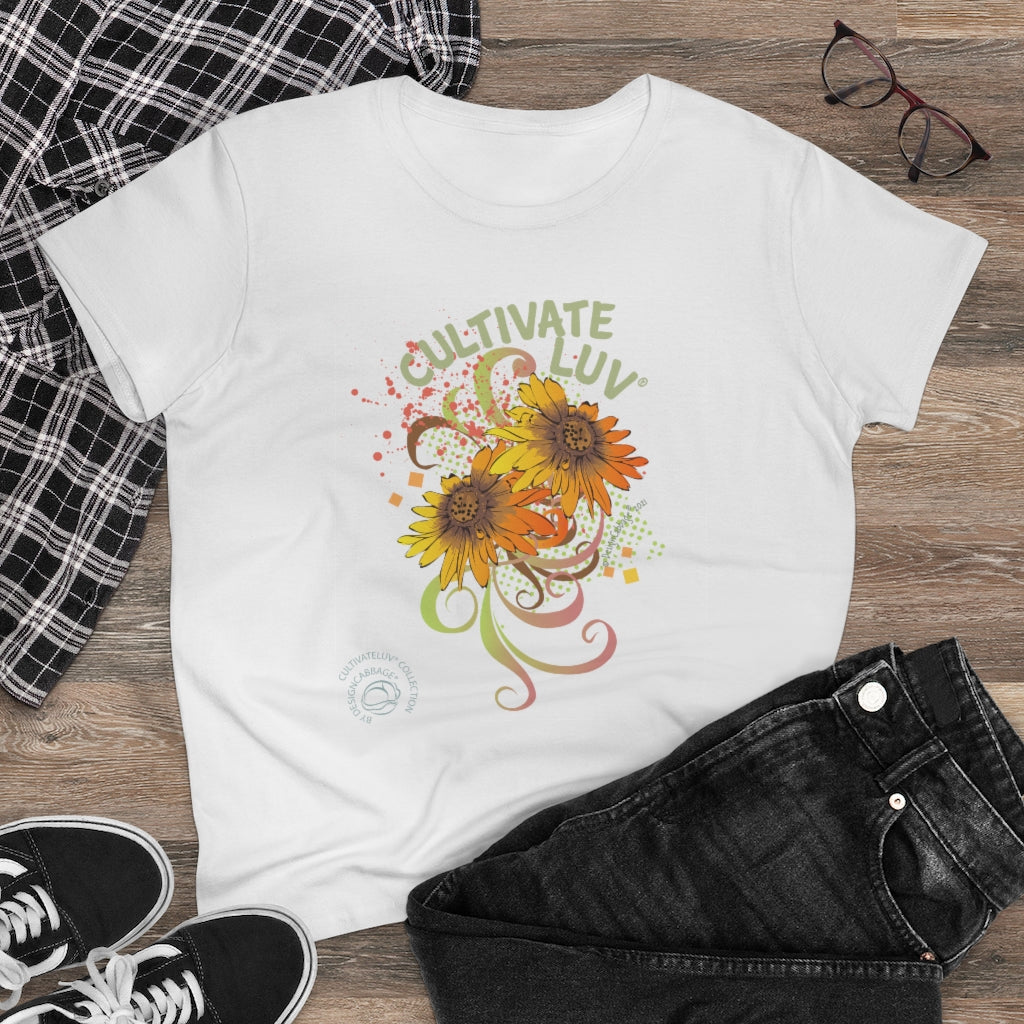 Garden Sunflower Daisy Garden Floral Graphic Gardener T-Shirt - CultivateLuv Collection - Women's Tee