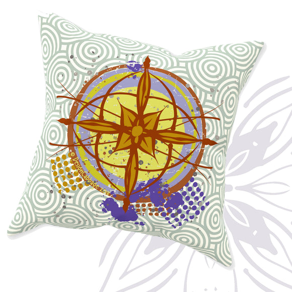 Earth Compass Graphic Throw Pillow - Brush&Pen® Collection