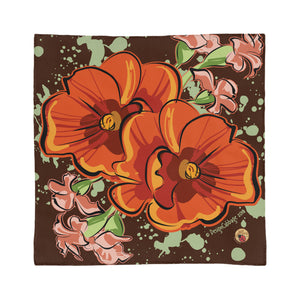 Garden Poppy Flower Graphic Scarf 50"x50" - GardenPress® Collection