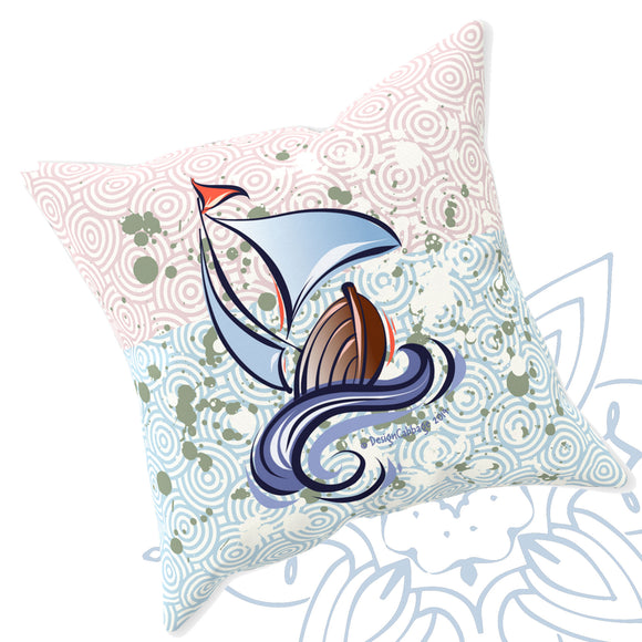 Sailboat Graphic Throw Pillow - BoatBird® Collection