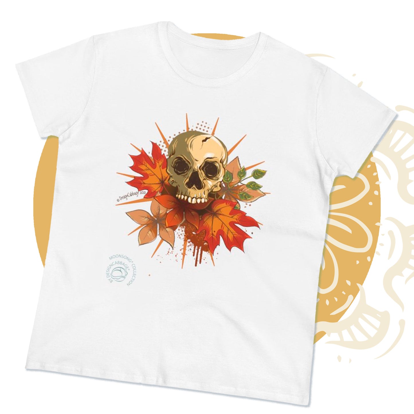 Halloween and Fall Scary Skull Graphic T-Shirt - Women's Tee - MoonSong® Collection