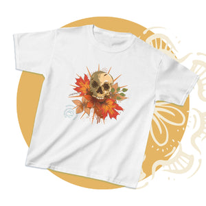 Halloween and Fall Scary Skull Graphic T-Shirt - Kids' Tee