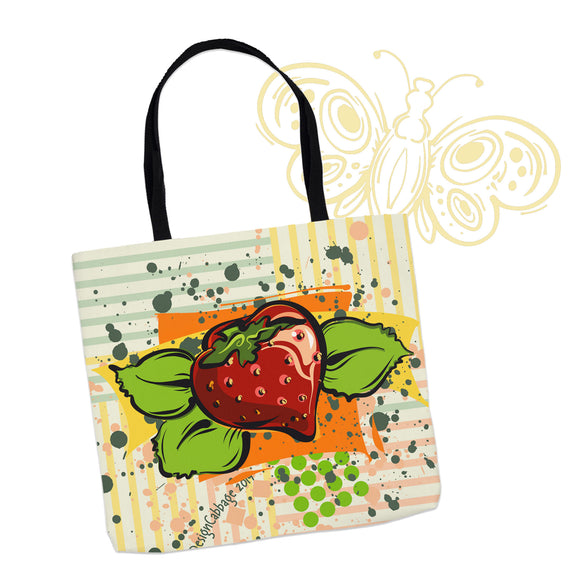 Strawberry Garden Graphic Tote Bag - I Be Vegan® Collection