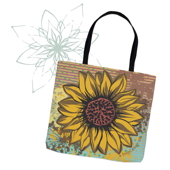 Sunflower Graphic Tote Bag - VintageInk® Collection