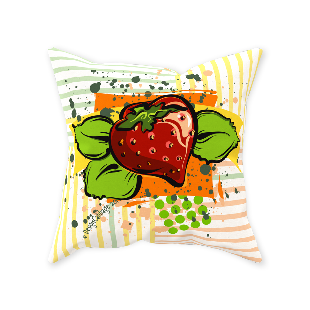 Strawberry Garden Graphic Throw Pillow - I Be Vegan® Collection